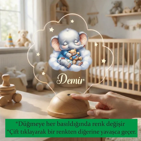 Gökkuşağı ve Fil Tema Gece Lambası