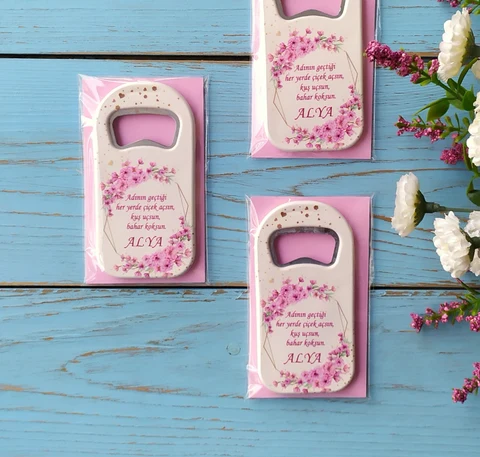Pembe Çiçekli Açacak Magnet