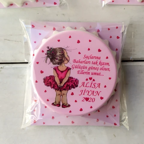 Balerin Tema Kız Bebek Açacak Magnet