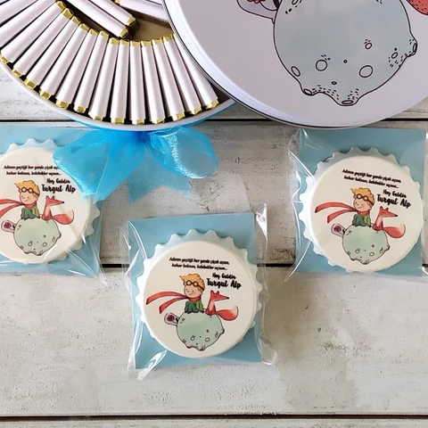 Küçük Prens Konsept 50 Çikolata 25 Yuvarlak Açacak Magnet