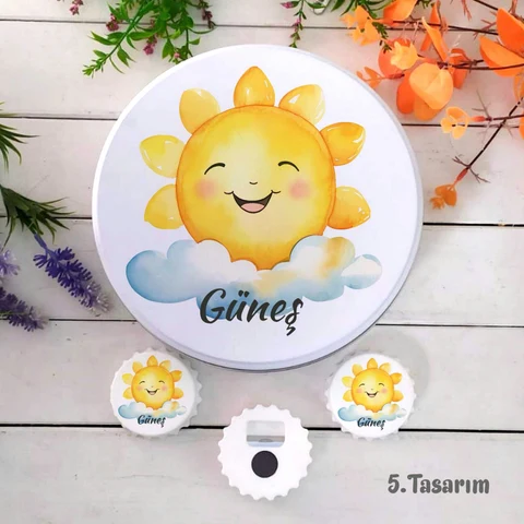 Güneş Tema 100 Bebek Çikolatası 25 Açacak Magnet