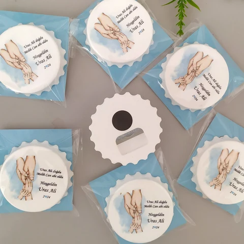 Aile Tema Yuvarlak Açacak Magnet