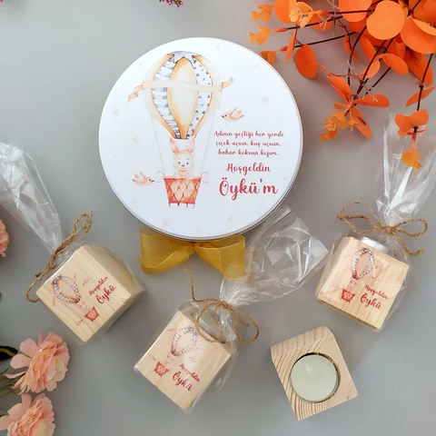 Tavşan Konsept 50 Çikolata 25 Ahşap Küp Mum
