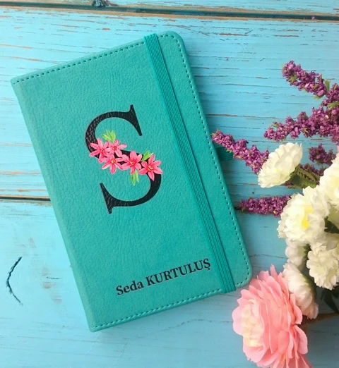 Turkuaz İsim Baskılı Defter
