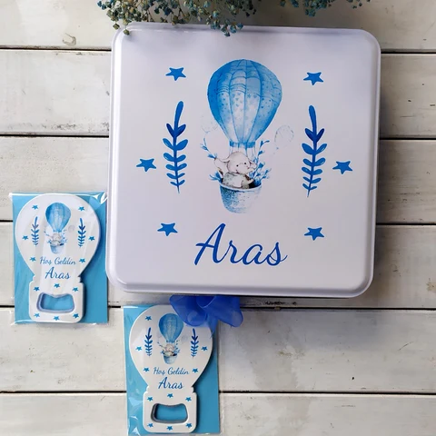 Mavi Uçan Balon Tema 50 Çikolata 25 Balon Magnet