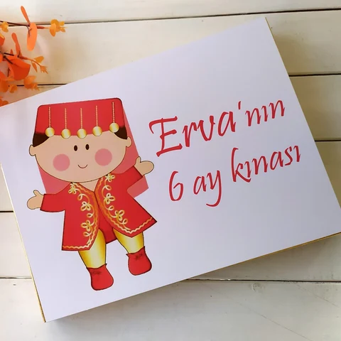 6 Ay Bebek Kına Tema Karton Kutu Çikolata