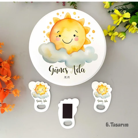 Güneş Tema 100 Bebek Çikolatası 25 Açacak Magnet