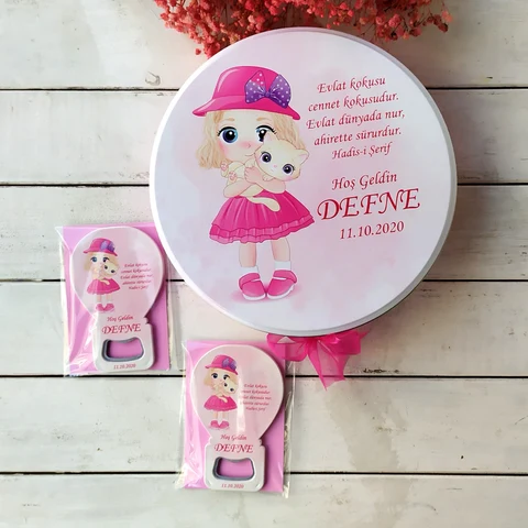 Kedili Kız Konsept 50 Çikolata 25 Balon Magnet