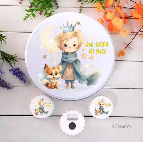 Küçük Prens Tema 100 Bebek Çikolatası 25 Açacak Magnet