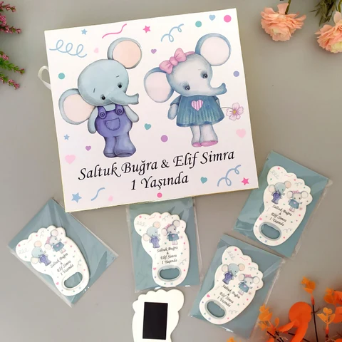 İkiz Bebek Konsept 32 Çikolata 15 Ayak Açacak Magnet