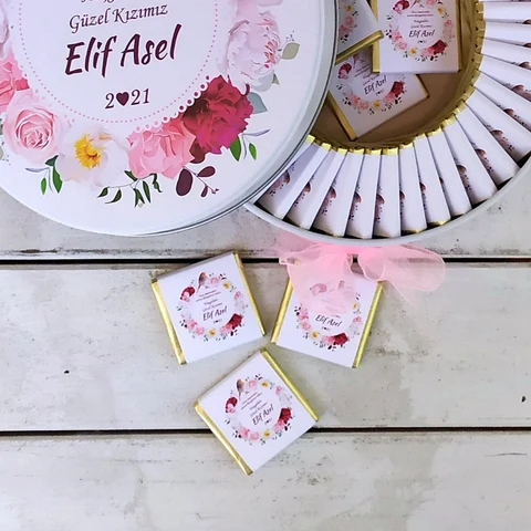 Çiçek Tema Kız Bebek Çikolatası