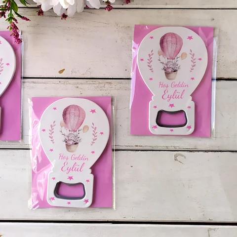 Pembe Uçan Balon Tema Açacak Magnet