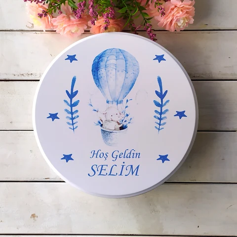Mavi Balon Konsept 50 Çikolata 25 Yuvarlak Açacak Magnet