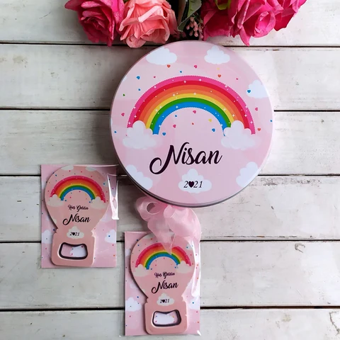 Gökkuşağı Konsept 50 Çikolata 25 Balon Açacak Magnet