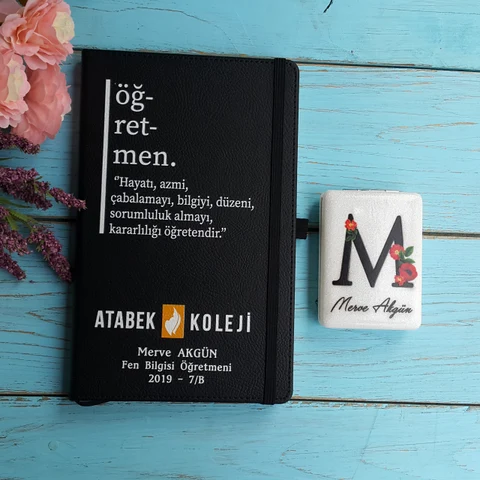 Öğretmenler Günü İsim Baskılı Ayna ve Defter