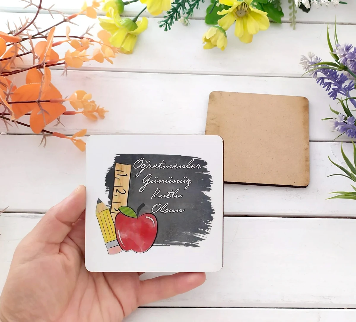 24 Kasım Öğretmenler Tema Bardak Altlığı