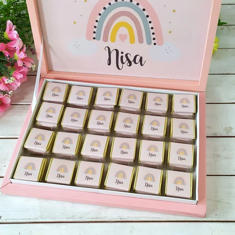 Gökkuşağı Tema Karton Kutu Çikolata