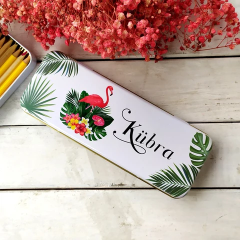 Flamingo Tema Kalem Kutusu ( Menteşesiz )