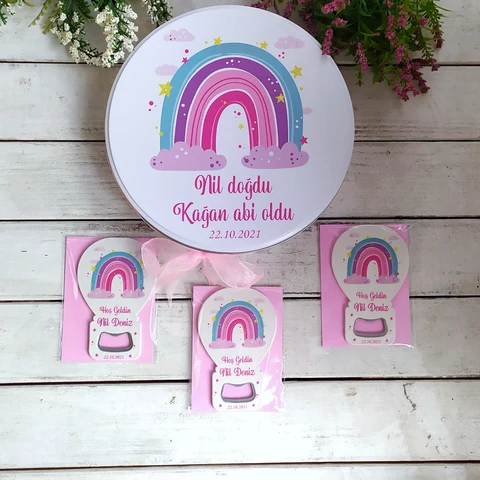 Gökkuşağı Konsept 50 Çikolata 25 Balon Açacak Magnet