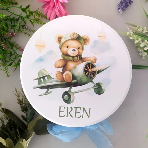 Ayıcık ve Uçak Konsept 50 Çikolata 25 Yuvarlak Açacak Magnet