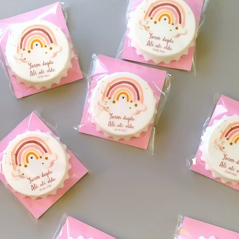 Gökkuşağı Tema Yuvarlak Açacak Magnet