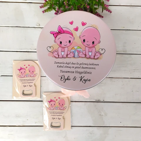 İkizler Bebek Konsept 50 Çikolata 25 Balon Magnet